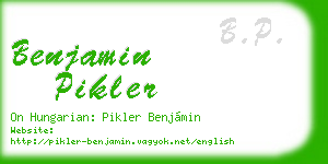 benjamin pikler business card